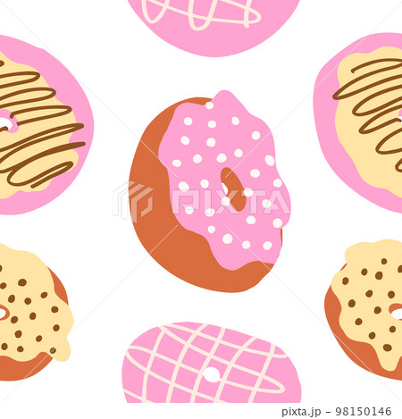 Donuts pattern. Vector illustration in cartoon flat style isolated on white background 98150146