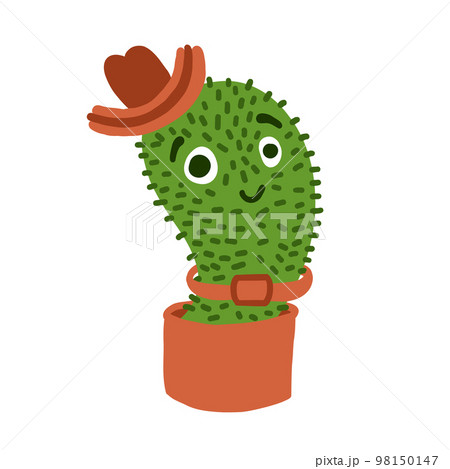 Cartoon cactus mascot. Vector illustration in cartoon flat style isolated on white background. 98150147