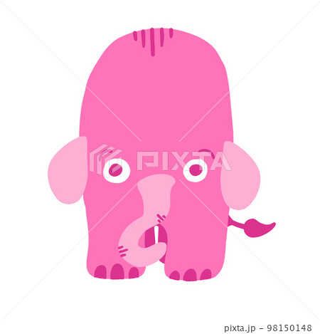 Pink elephant vector illustration in cartoon flat style isolated on white background. 98150148