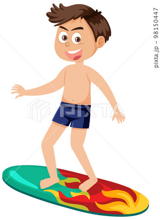 A man standing on surfboard 98150447