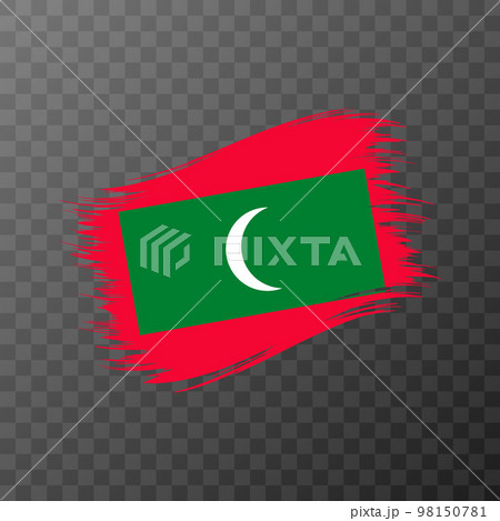 Maldives national flag. Grunge brush stroke. Vector illustration on transparent background. 98150781