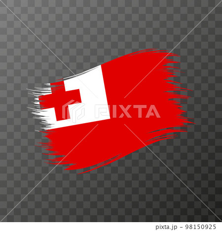 Tonga national flag. Grunge brush stroke. Vector illustration on transparent background. 98150925