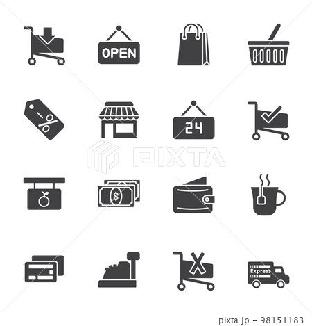 Flash Sale Special Offer icon set, Super market and shopping mall, Vector splid icon 98151183