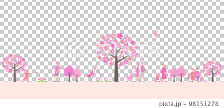 桜の咲く公園と人々の風景 背景素材 桜の咲く公園と人々の風景 背景素材 98151278