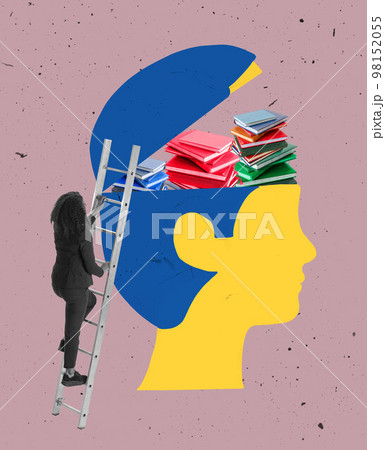 Self-education. Contemporary art collage. Concept of business, personal and professional growth, personality psychology, achievement and business goals Self-education. Contemporary art collage. Concept of business, personal and professional growth, personality psychology, achievement and business goals 98152055