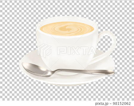 Hot cafe au lait (coffee cup, saucer, spoon) 98152062