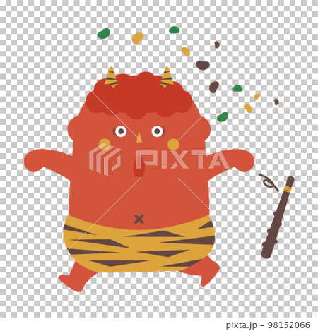 豆を当てられて逃げる赤鬼のイラスト 豆を当てられて逃げる赤鬼のイラスト 98152066