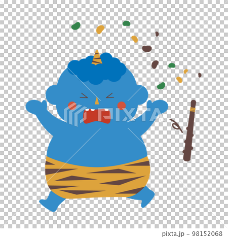 豆を当てられて逃げる青鬼のイラスト 豆を当てられて逃げる青鬼のイラスト 98152068