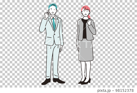 站立的商務人士男人和女人做膽量姿勢 98152378