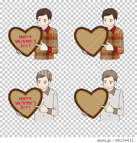 男性文本空間集指向心形巧克力 98154411