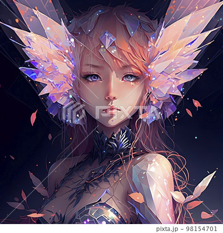 サイバーパンク風　お姫様　ポリゴン模様「AI生成画像」 98154701