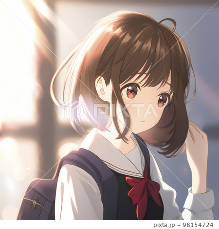 放課後の教室にて　内気なクラスメイトの女子「AI生成画像」 98154724