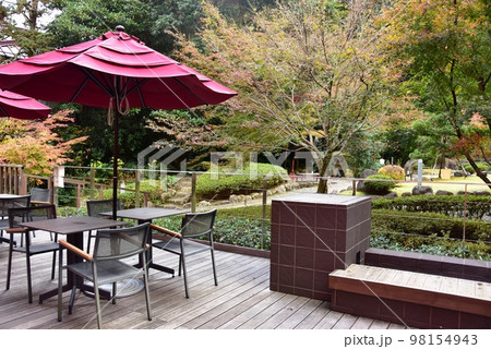 湯河原町 町立湯河原美術館のカフェテラスと足湯と庭園の紅葉 湯河原町 町立湯河原美術館のカフェテラスと足湯と庭園の紅葉 98154943