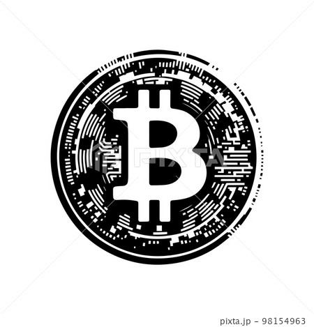 Stylish black logo bitcoin symbol on a white background - Vector 98154963