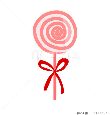 Swirl lollipop with red ribbon, design element for Valentines day, vector Swirl lollipop with red ribbon, design element for Valentines day, vector 98155607