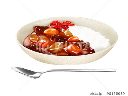 カレーライス カレー 福神漬け カレー皿 スプーン 98156039