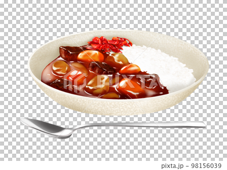 カレーライス カレー 福神漬け カレー皿 スプーン 98156039