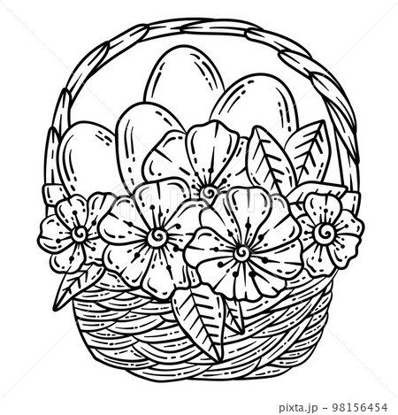 basket of flowers coloring pages