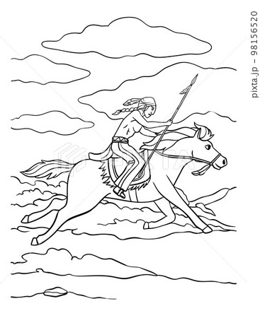 native american horseback coloring pages