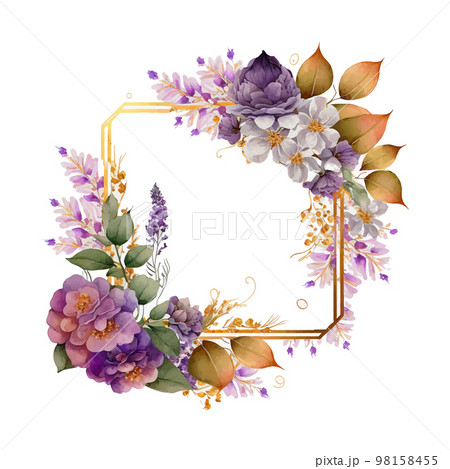 Vector flowers frame. Beautiful wreath. Elegant floral collection with isolated blue,pink leaves and flowers, hand drawn watercolor. Design for invitation, wedding or greeting cards 98158455