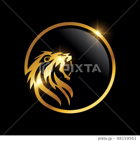 Golden Lion Head In Circle Logo Vector 98159561