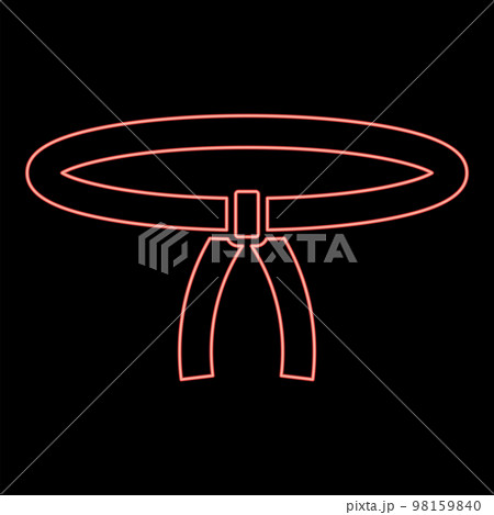 Neon belt Oriental combat sport Waistband Clothing of fighter karate judo red color vector illustration image flat style Neon belt Oriental combat sport Waistband Clothing of fighter karate judo red color vector illustration image flat style 98159840
