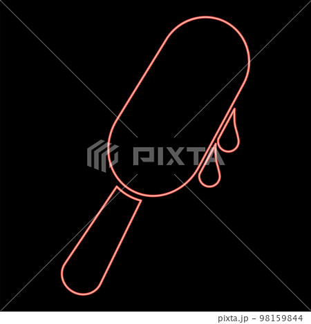Neon popsicle Ice lolly Ice cream on stick red color vector illustration image flat style 98159844