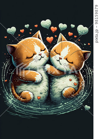 Caring Cats Couple Playful Wallpaper Background Best Stock Photos | TOPpng