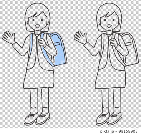 ランドセルを背負った小学生 セット ランドセルを背負った小学生 セット 98159905
