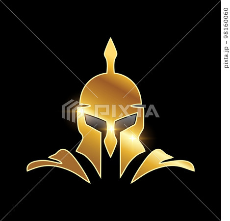 Golden Medieval Armor Helmet Vector Icon 98160060