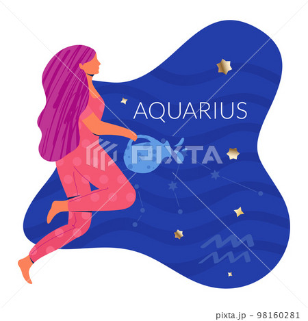 Aquarius Woman Zodiac Illustration 98160281