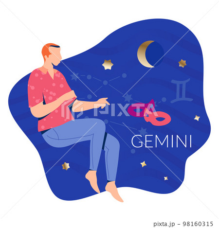 Gemini Man Zodiac Illustration Gemini Man Zodiac Illustration 98160315