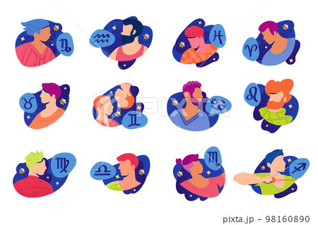 Modern Zodiac Signs With Men Silhouettes 98160890