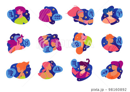Modern Zodiac Signs With Women Silhouettes 98160892