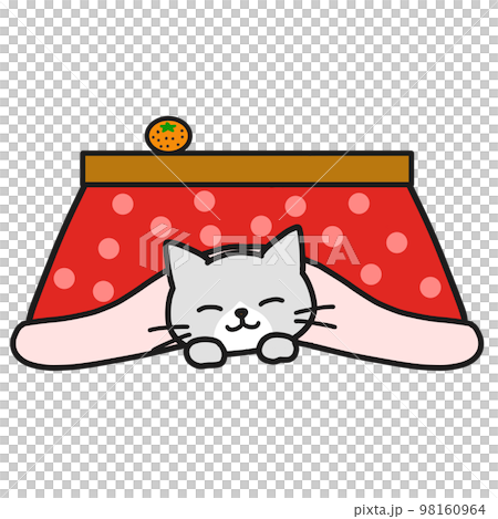 Hachiware gray cat sleeping comfortably under a kotatsu 98160964
