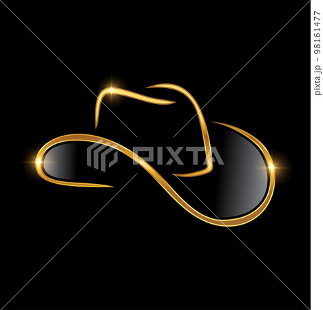 Golden Cowboy Hat Vector Sign 98161477