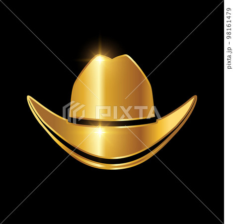 Golden Cowboy Hat Vector Sign 98161479