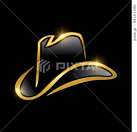 Golden Cowboy Hat Vector Sign 98161480
