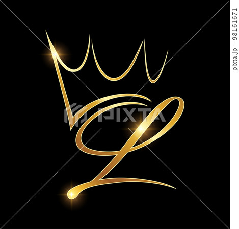 Gold Monogram Crown Logo Initial Letter Lのイラスト素材 [98161671