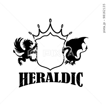 Heraldic Shield Lion and Dragon Vector Sign 98162135