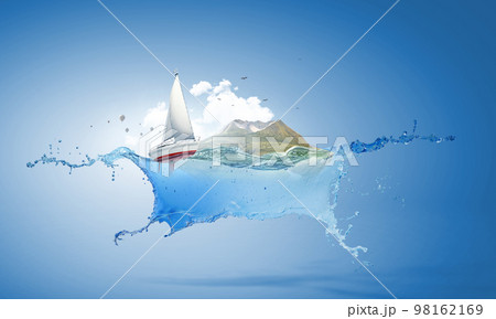 Sailing on the wave . Mixed media Sailing on the wave . Mixed media 98162169