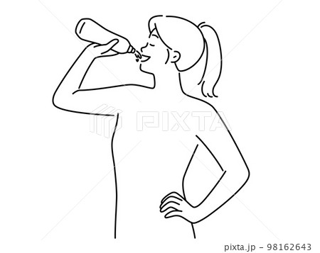 Young woman drinking water for body hydration 98162643