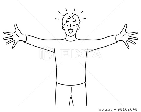Excited man stretch hands for hug  98162648