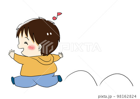 はしゃいで飛ぶように歩く男の子 98162824