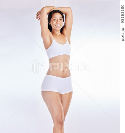 Fit, Healthy Woman In Underwear Isolated On White. Sport, Fitness, Diet,  Weight Loss And Healthcare Concept. Stock Photo, Picture and Royalty Free  Image. Image 136611973.