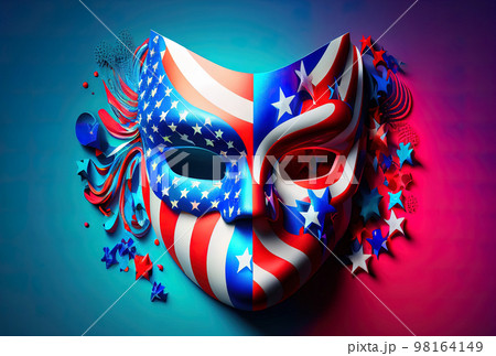 bright multicolored carnival mask in the colors of the flag of the united states of america bright multicolored carnival mask in the colors of the flag of the united states of america 98164149