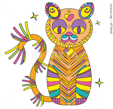 Isolated cat shape colored mandala Vector Isolated cat shape colored mandala Vector 98164493