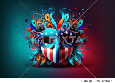 bright multicolored carnival mask in the colors of the flag of the united states of america bright multicolored carnival mask in the colors of the flag of the united states of america 98164687