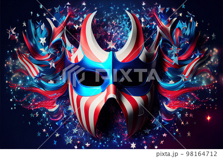 bright multicolored carnival mask in the colors of the flag of the united states of america bright multicolored carnival mask in the colors of the flag of the united states of america 98164712