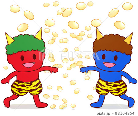 赤鬼と青鬼 豆まき イラストのイラスト素材 [98164854] - PIXTA